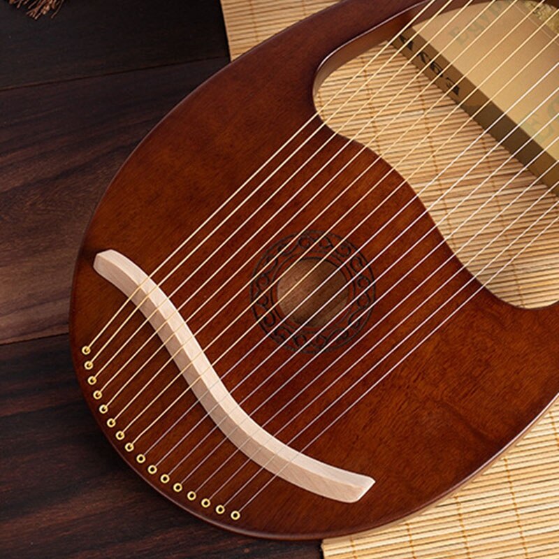 Lyre Harp, 16 String Mahogany Body String Instrument Body Instrument with Tuning Wrench and Spare Strings