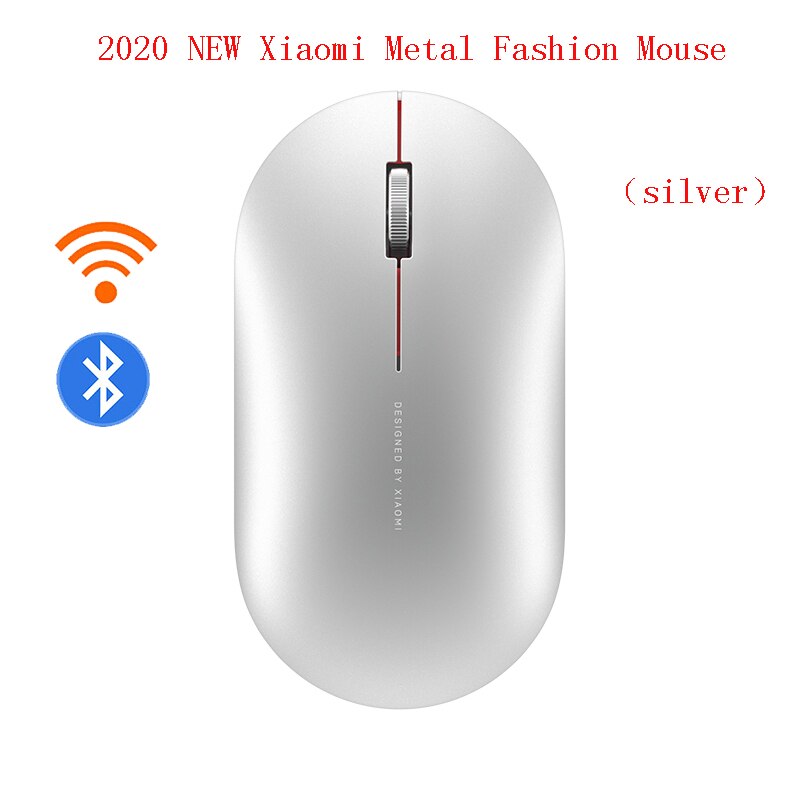 Xiaomi mijia langaton hiiri bluetooth hiiri peli hiiret 1000 dpi 2.4 ghz wifi linkki optinen hiiri mini metalli hiiri: Hopea
