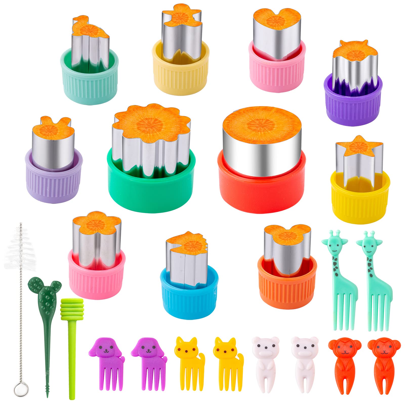 Mini cortadores de frutas y verduras de animales, juego de formas para niños, DIY, bonito cortador de galletas, comida, pan, fabricante de sellos, molde: Amarillo claro