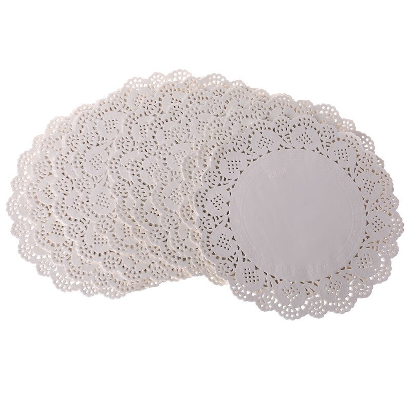 200Pcs Round Lace Paper Mats Coasters Placemats Wedding Events Party Table