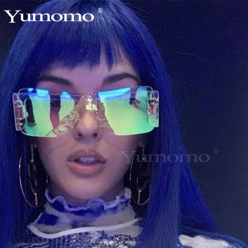 Lunettes de soleil carrées sans monture femmes dégradé Rectangle lunettes de soleil hommes lunettes de soleil lunettes de créateur Rihanna Style