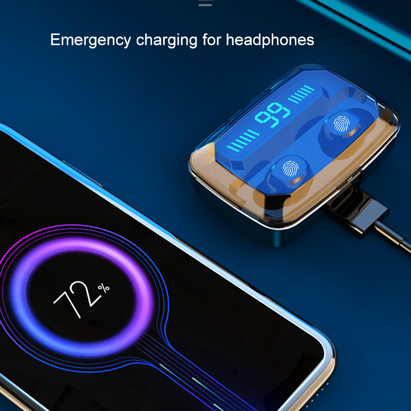 LED Bluetooth Earphone 9D Stereo Wireless Earbuds Mini Wireless Earphone Headset with 2000mAh Power Bank Earphone Headphone