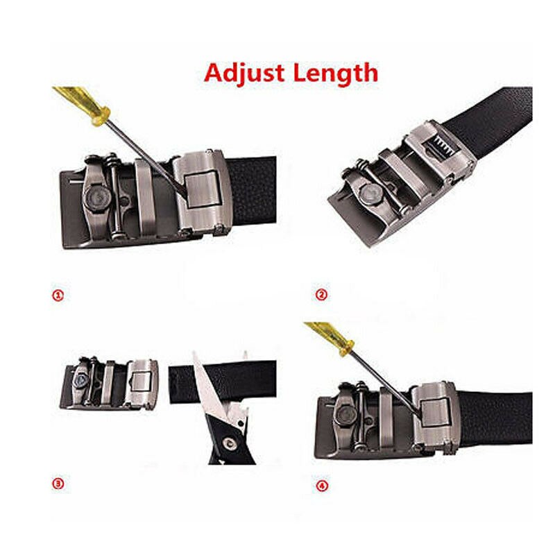 Adjustable Length Men Casual Waistband Leather Automatic Buckle Belt Waist Formal Suit Belt Accessory