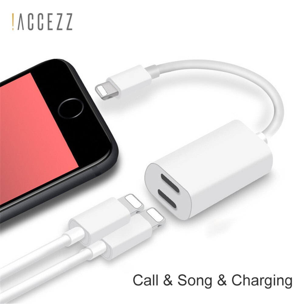 ! ACCEZZ 2 in 1 Dual Opladen Verlichting Adapter Voor Apple Iphone Audio Voor iPhone X 7 8 plus Splitter Oortelefoon aux Kabel Converter