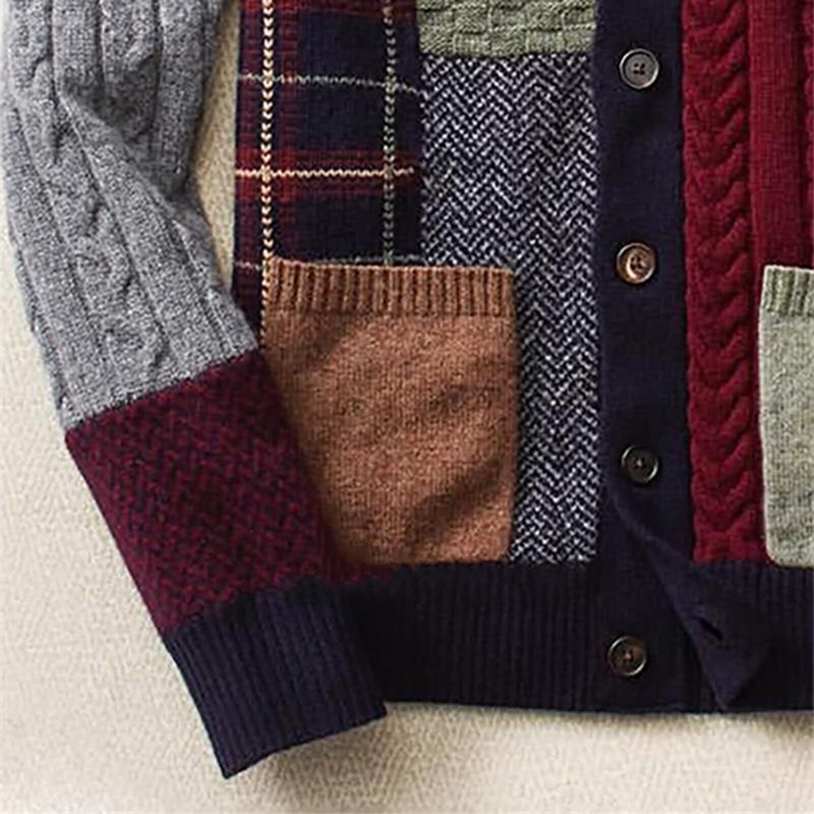 Pull à capuche en tricot Style ethnique pour homme, Vintage, Cardigan, veste, Patchwork, vêtement d&#39;extérieur, automne