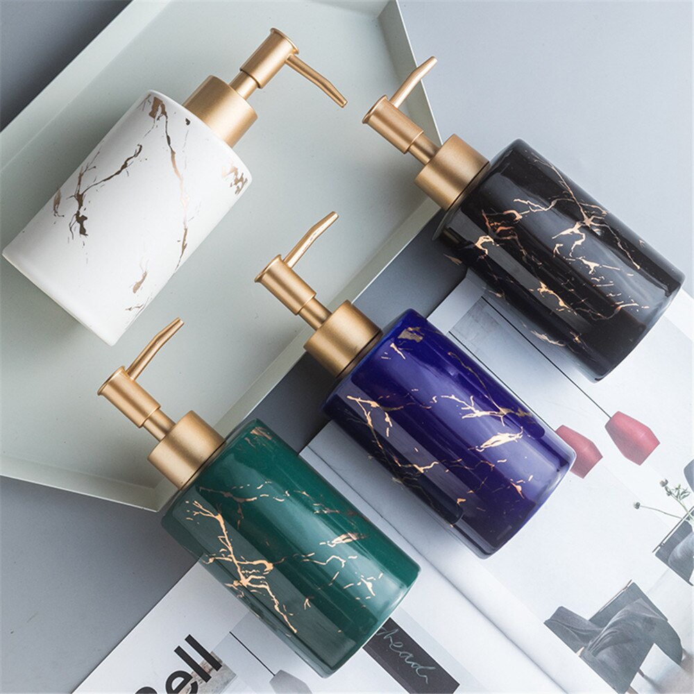 310ml Ceramic Soap Dispenser Bathroom Shampoo Bottle Hand Washing Hair Conditioner Marbled Bottles Kitchen Detergent Sub-bottle