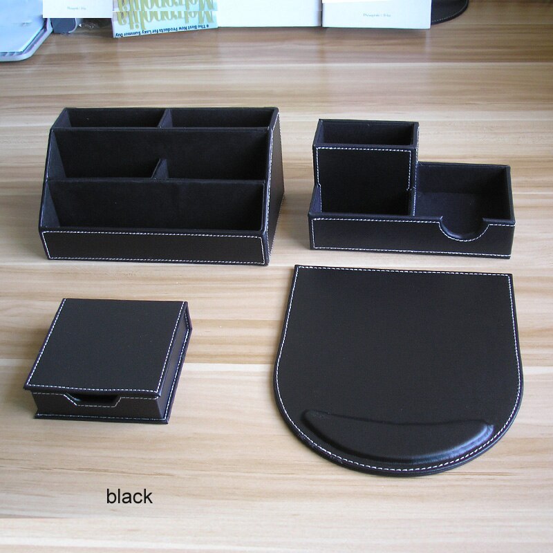 PU leather wood multifonctional desk organizer pen holder stationery organizer business card holder office stationery items K226