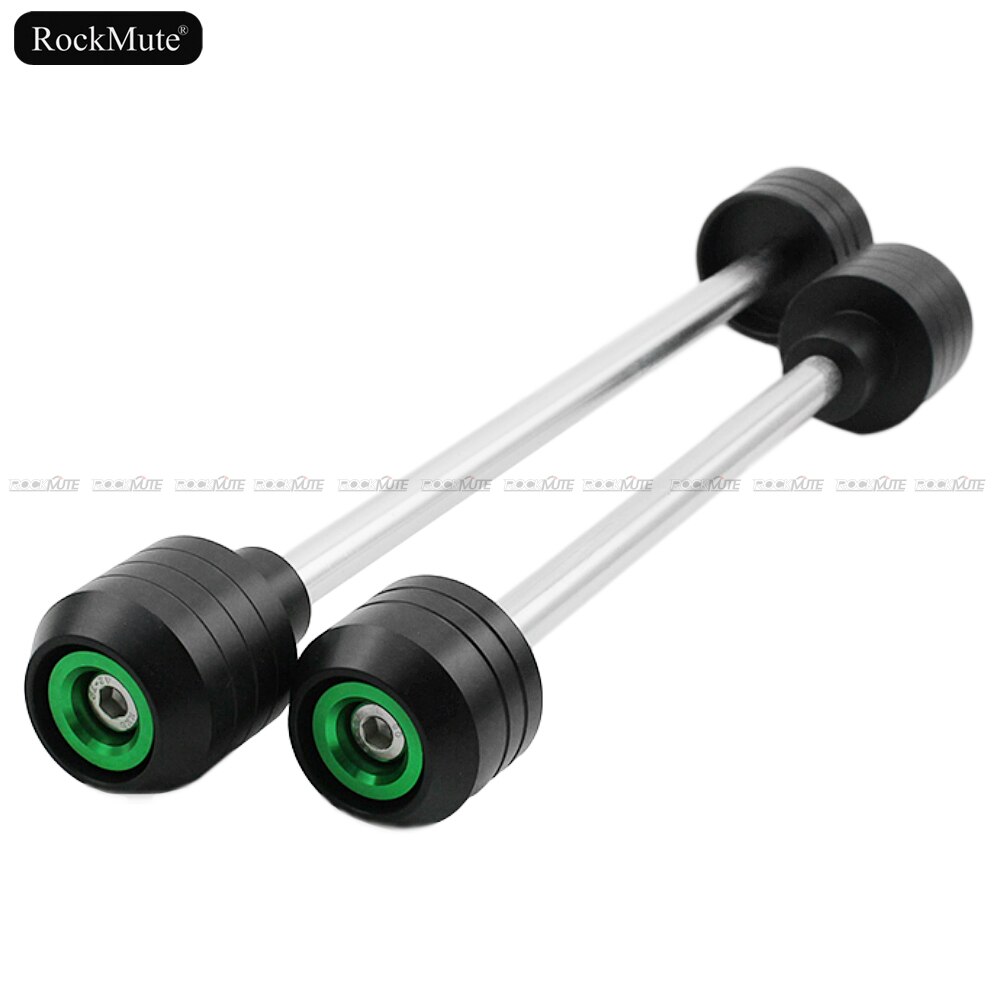 Deslizadores de horquilla de rueda de eje delantero/trasero, Protector contra choques para Yamaha YZF-R6 2003 2004 2005 YZF R6, protección contra caídas de motocicleta: Front Rear Green