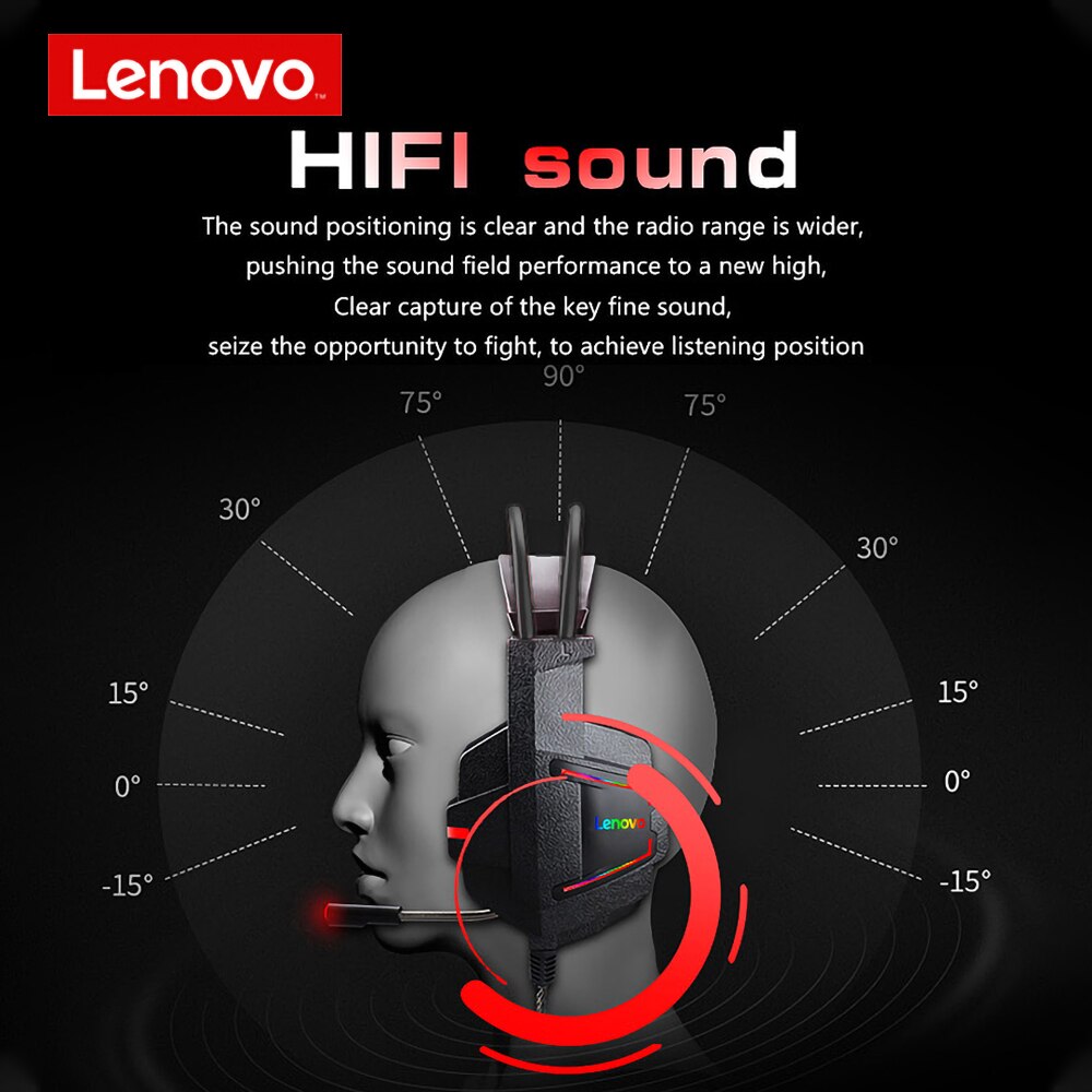 Lenovo HU85 Wired gaming headset PC USB interface HiFi Surround sound Microphone gaming headphones for Laptop PS4 headset gamer
