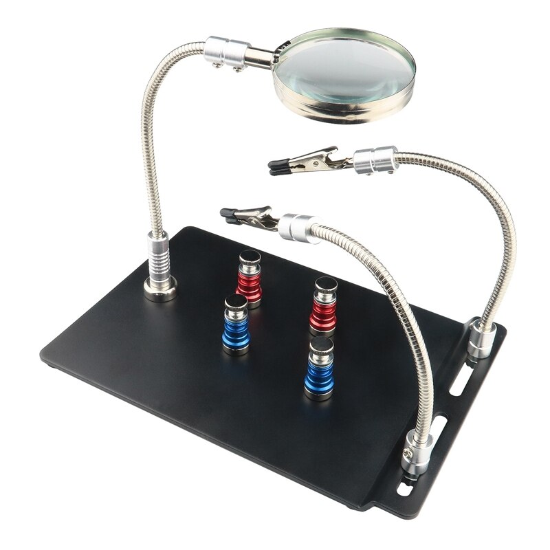 Helping Hand Third Hand Soldering Tools Flexible 360 degree Stainless Steel Arms 3X Magnifying Lamp With Heavy Duty Base And Rot: Default Title