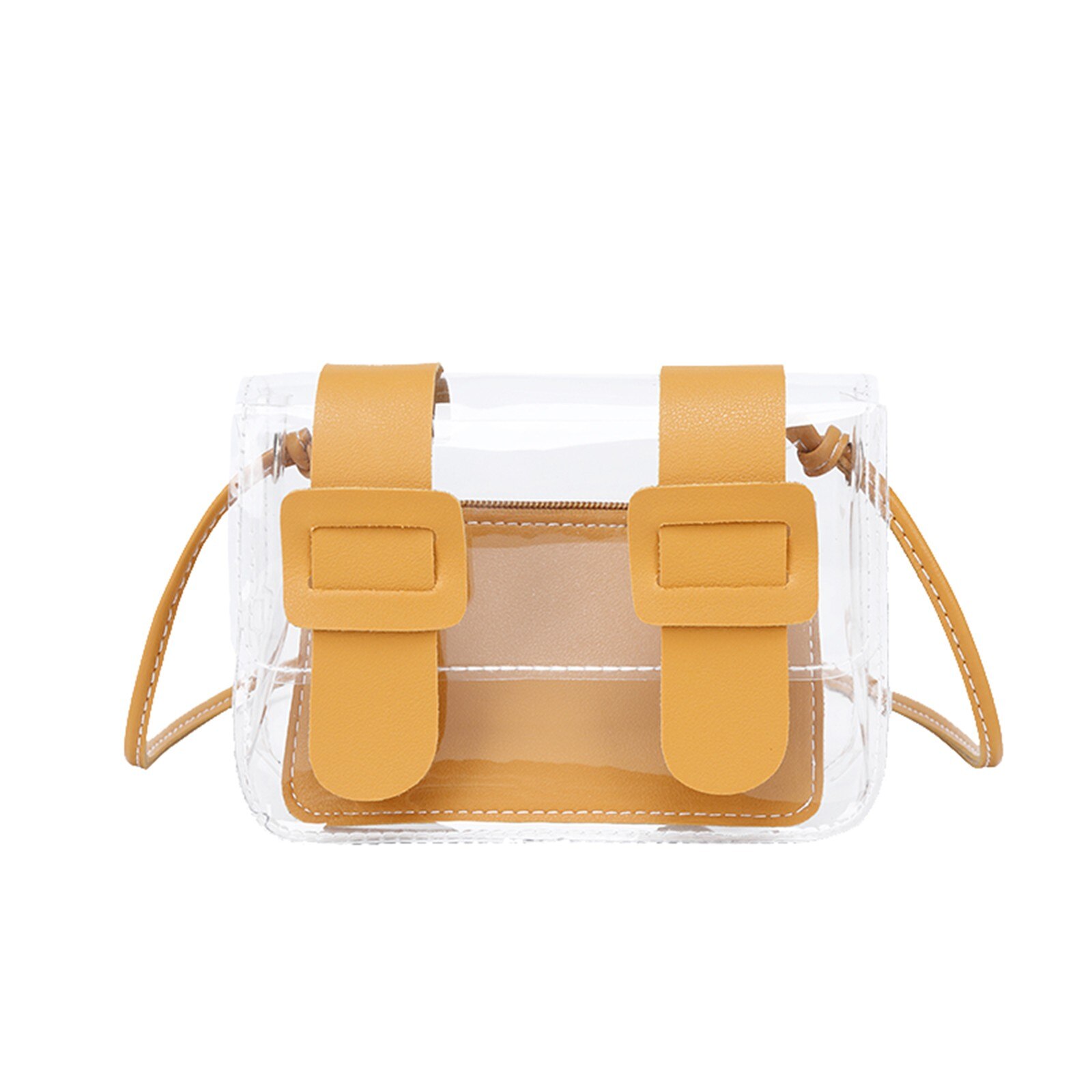 Mode Pvc Flap Tassen Vierkante Crossbody Bag Pu Lederen Vrouwen Handtas Reizen Schouder Messenger Bag: YELLOW