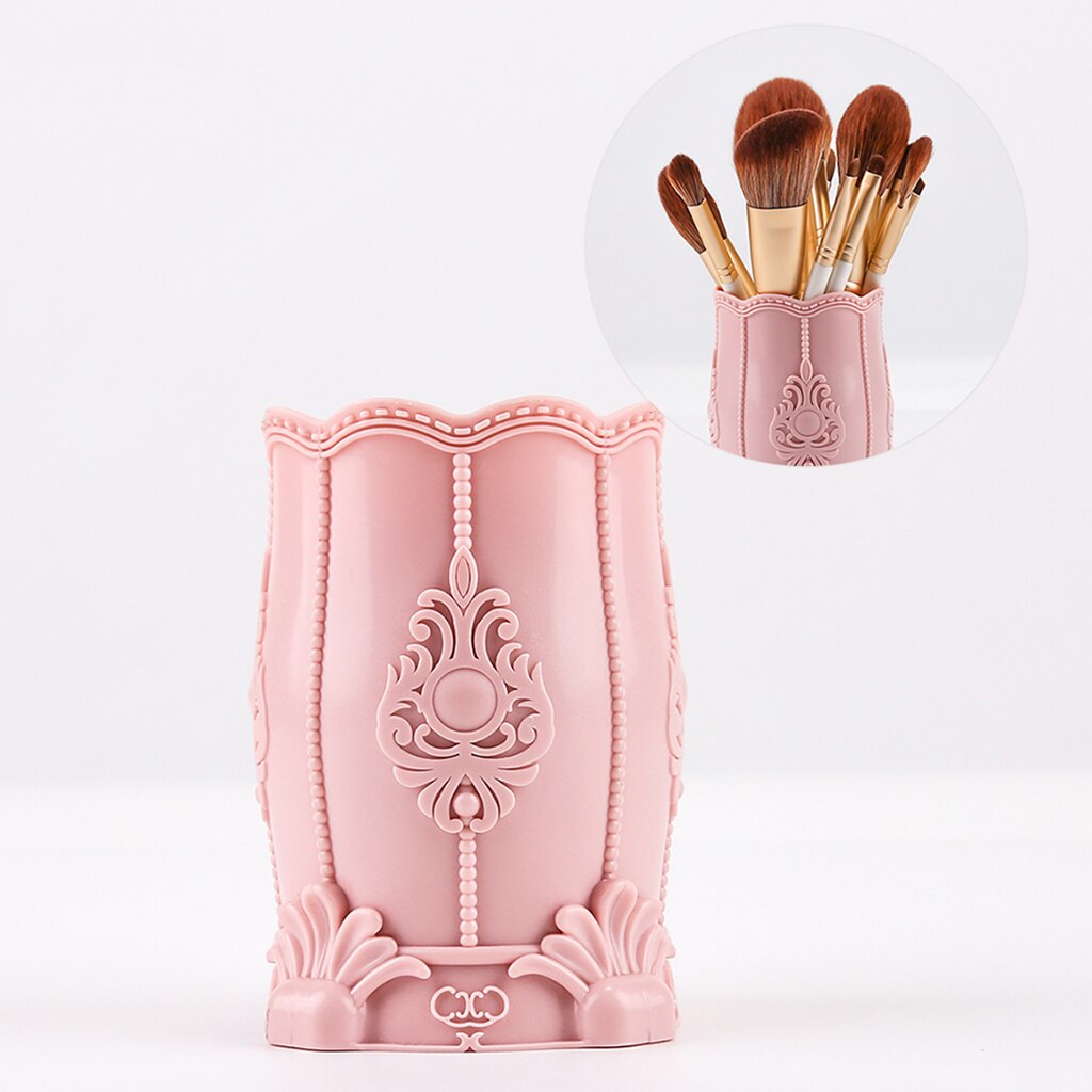 Plastic Makeup Brush Holder Vintage Style Cosmetic Pen Cup Storage Organizer
