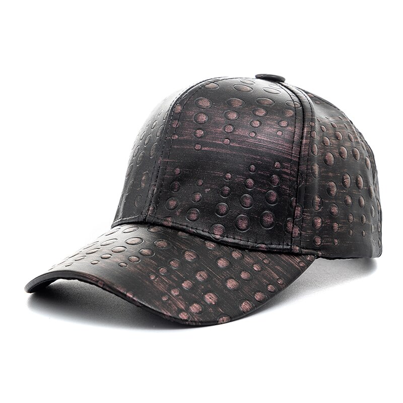 Unisex Pu Leer Dot Baseball Cap Mannen Vrouwen Adjstable Sport Cap Mode Streetwear Hoed: Red