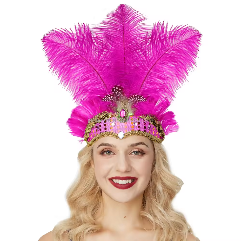 Karneval fjer hovedbeklædning jul showgirl pandebånd hovedbeklædning hawaii halloween hårbånd fjer hovedbeklædning hårtilbehør: Sort