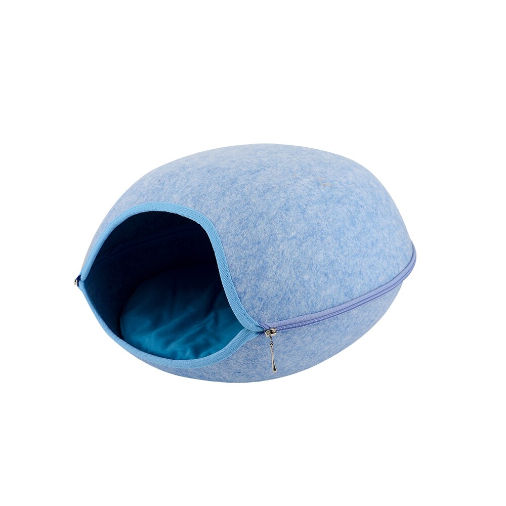Feutre naturel grotte pour animaux de compagnie pour chat gris/bleu/rose maison pour animaux de compagnie chat lit maison avec coussin fermeture éclair animaux produit toutes les saisons: H25090BL