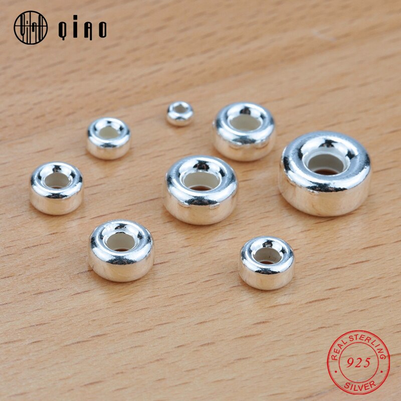 One piece 925 sterling silver beads silver 925 Spacer beads Round smooth jewelry beads for silver bracelet&necklace making