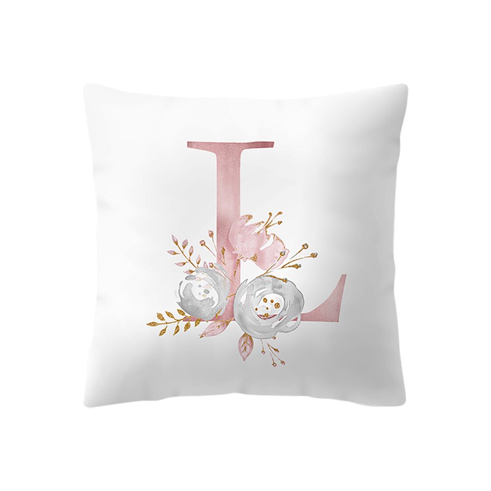 Ensemble de fleurs en forme d'alphabet | Mignon, en forme de fleur, mots simples anglais, housse de coussin pour maison, chambre d'enfants, décoration # LR1: L