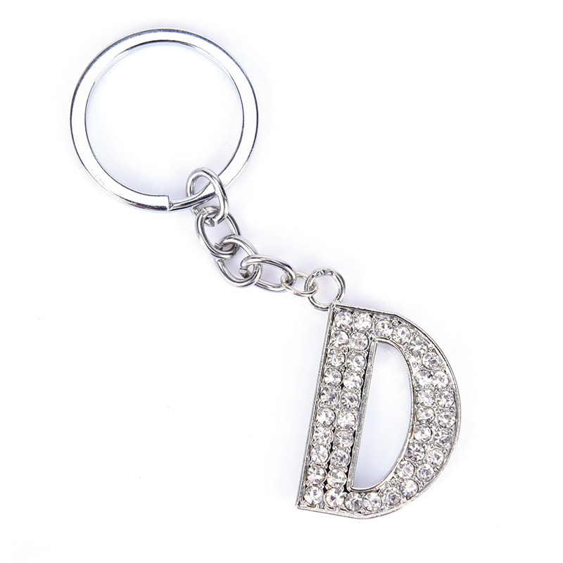 Crystal Rhinestone Alphabet Keyring Initial Letter Key Ring Chain Unisex Keychain 26 Letters