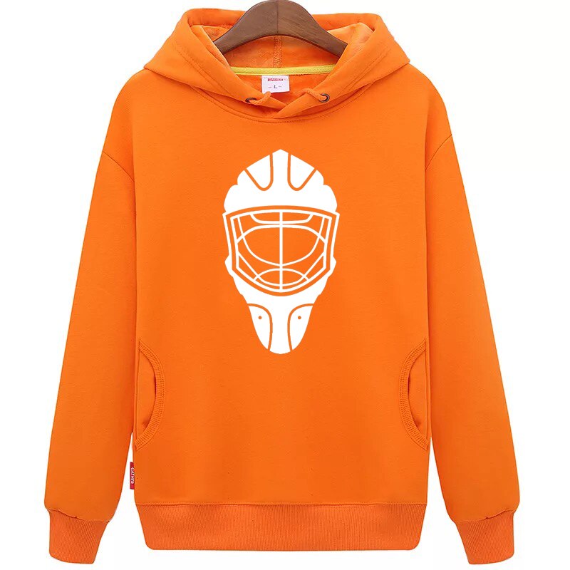 Coldoutdoor billig ungdoms orange hockey hættetrøje med hockey maske mønster
