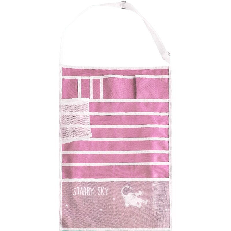 Multifunctional Student Learning Hanging Book Bag Desk Organizer Canvas Book Storage Magazine Holder: Pink