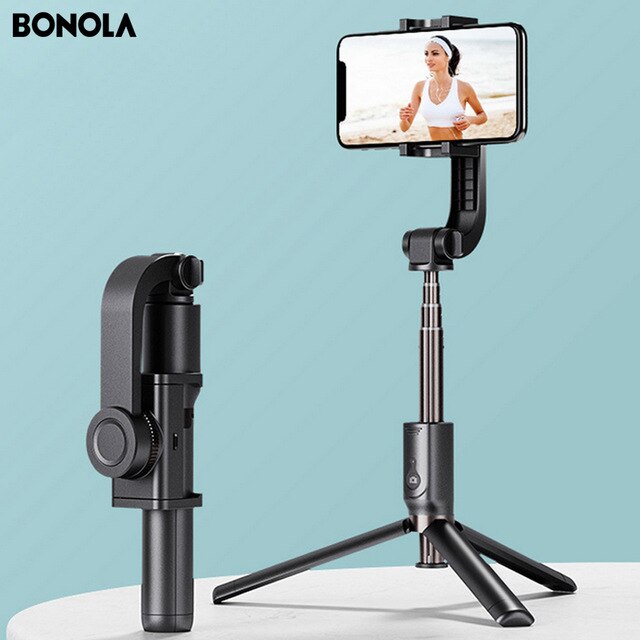 Handheld Gimbal Stabilizer Smartphone Selfie Stick Tripod For iOS/Android Video Stabilizer For iPhone11/SamsungS10: Black