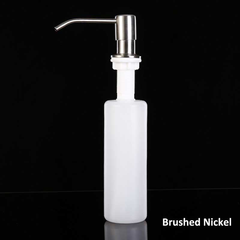 Distributeur de savon à main en acier inoxydable, vaporisateur de liquide, évier de cuisine noir, accessoires de cuisine: Brushed Nickel