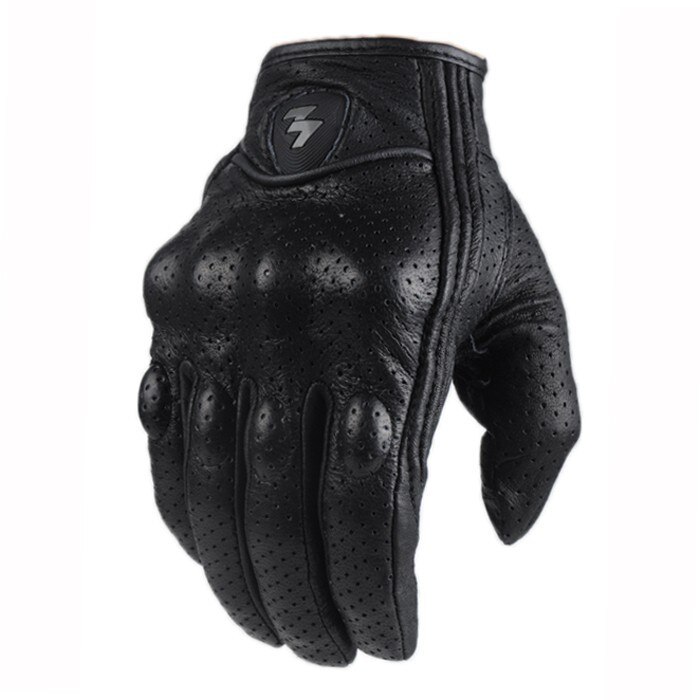 Sommar motorcykelhandskar män andas fullfinger motocross guantes skyddsutrustning motorcykel moto ridhandske läder säsong: Kort perforerad / Xl