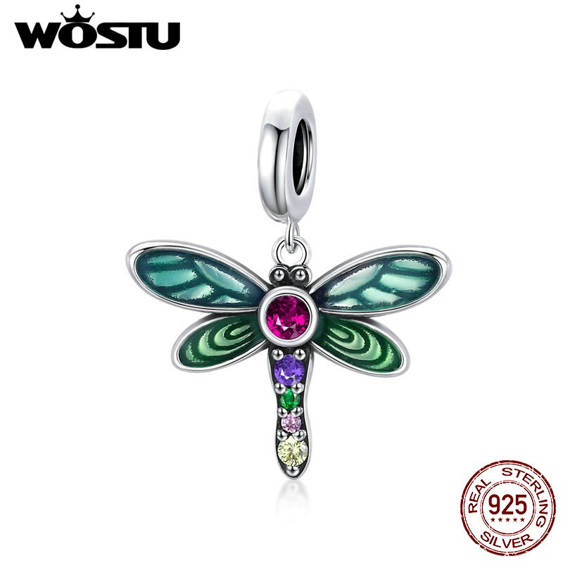 WOSTU-Colgante de Plata de Ley 925 auténtica para mujer, dije de mariquita y mariposa, apto para pulseras, fabricación de joyería DIY, para: DXC1706