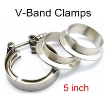 5 &#39;&#39;inch V-Band Flens en Clamp Kit voor Turbo Uitlaat Downpipes Roestvrij Clamp hele set voor alle auto&#39;s