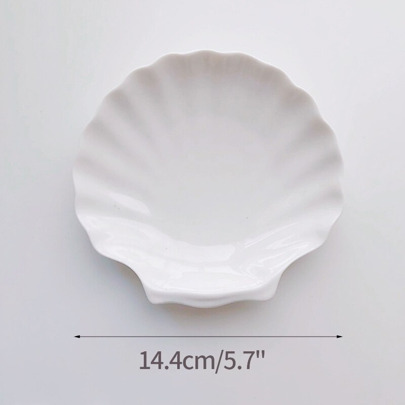 Havfrue skal glas tallerken fad lille smykker opbevaringsbakke halskæde ørestikker øreringe beholdere dekoration til piger tallerkener: Diameter 14.4cm