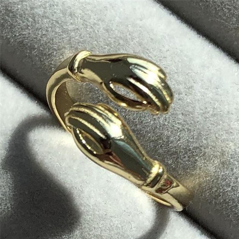 gotisch Hand Umarmung Ringe Für Frauen Männer Romantische Liebhaber Paar Ring Einstellbare Öffnen Manschette Engagement Hochzeit Ringe Jahrgang-Schmuck