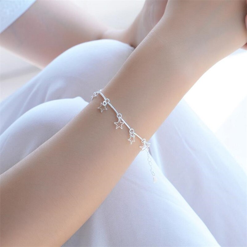 Bracciale a stella femminile caldo per gioielli da donna Charm Lady argento 925 cavigliere per accessori per ragazze Princess Anklet Bijou: bracelet