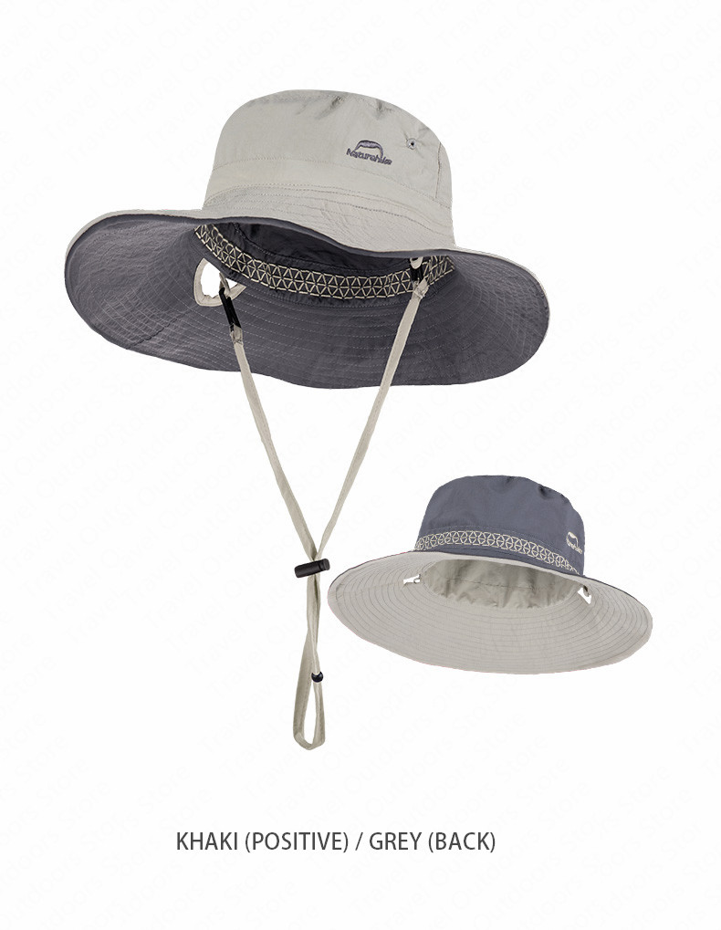 Naturehike-sombreros Reversible de verano al aire libre, bloqueador solar, gorro de pesca, sombrilla, gorras para senderismo, transpirable, suave, portátil, plegable: Khaki