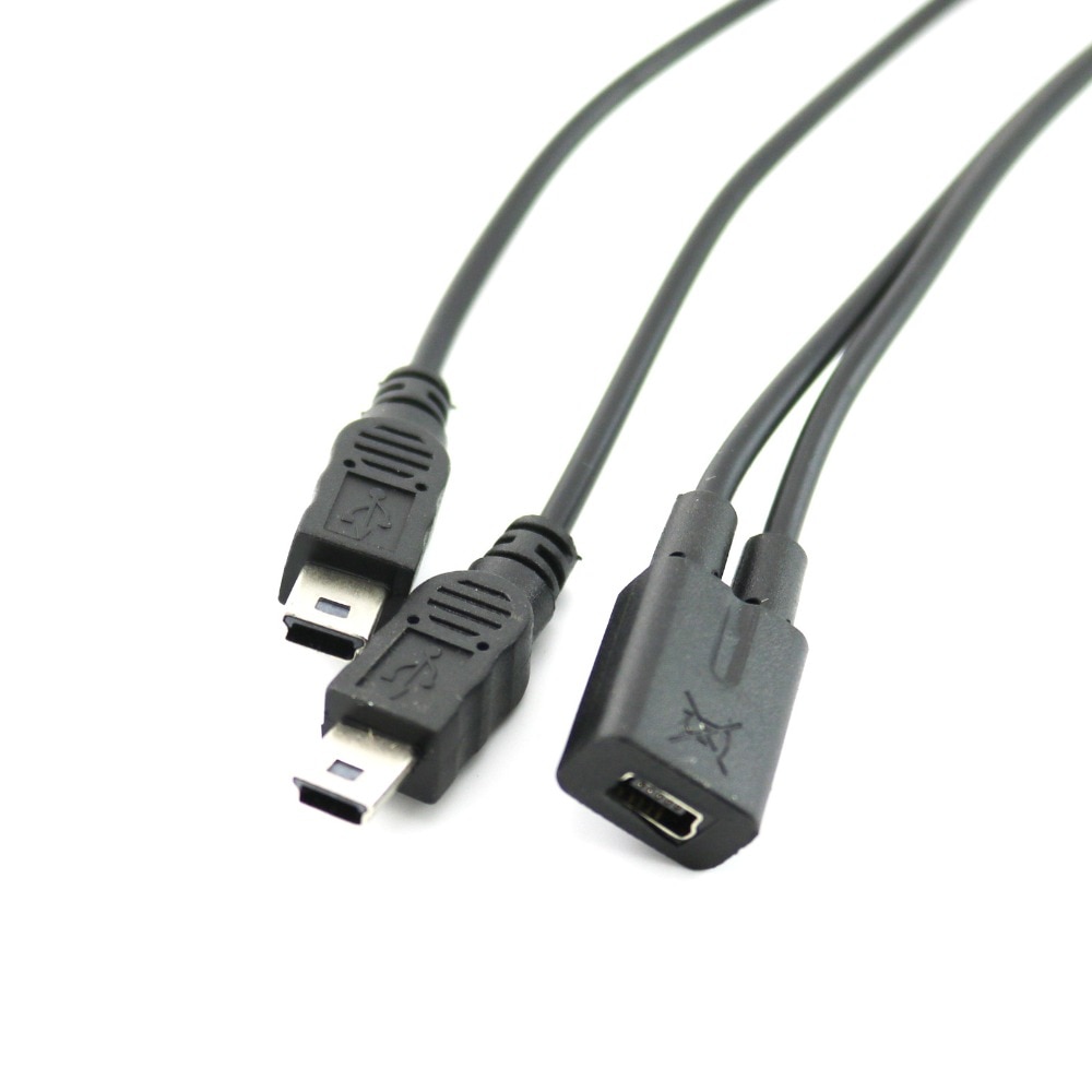 1 pcs Mini USB 2.0 Female Naar Dual 2x Mannelijke Splitter Y Extension Charger Adapter Kabel Snoer 30 cm