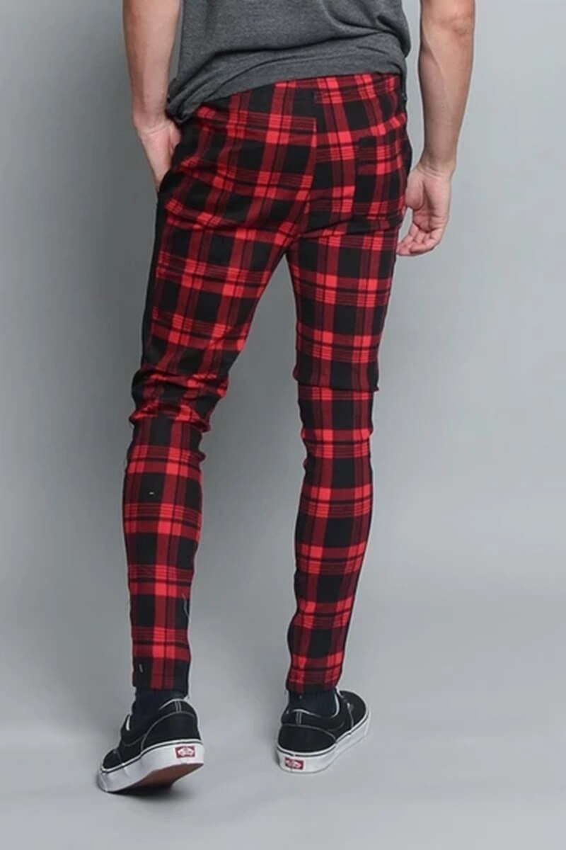 Frühling lässig Knöchel-Länge Plaid Hosen männer Hosen Moden Streetwear Jogger Männer Jogginghose schlank passen Karierten Hosen