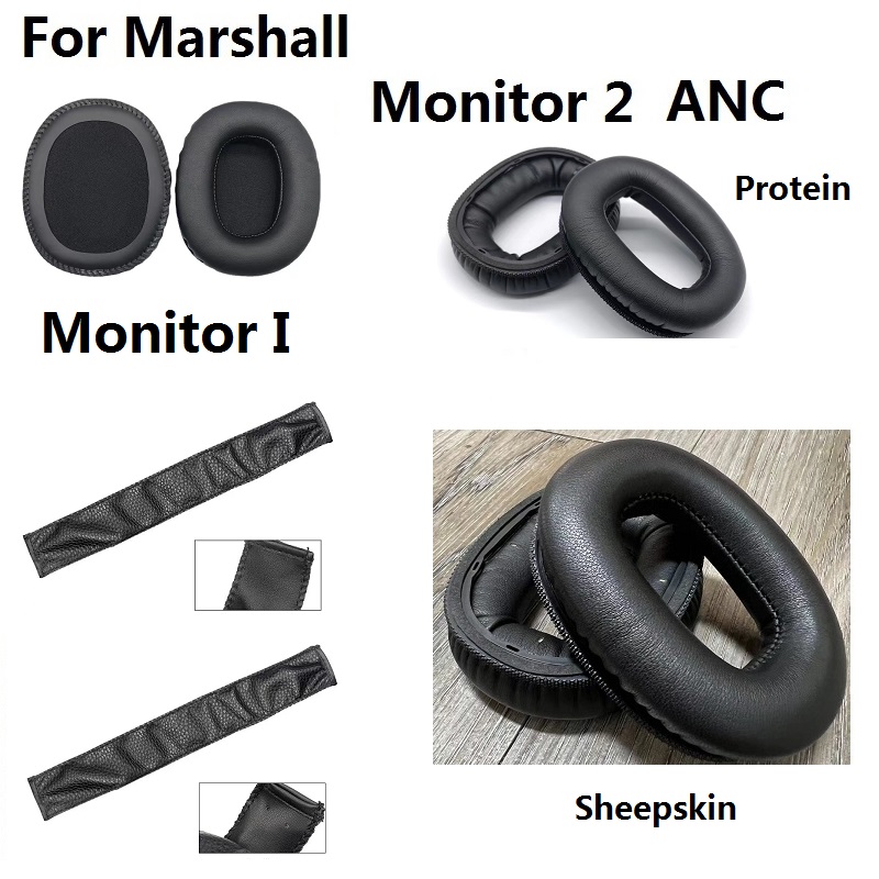Oorkussens Voor Marshall Monitor I/Monitor 2 ANC Hoofdtelefoon Vervanging Oor covers Oorbeschermers oor kussen hoofdband leer