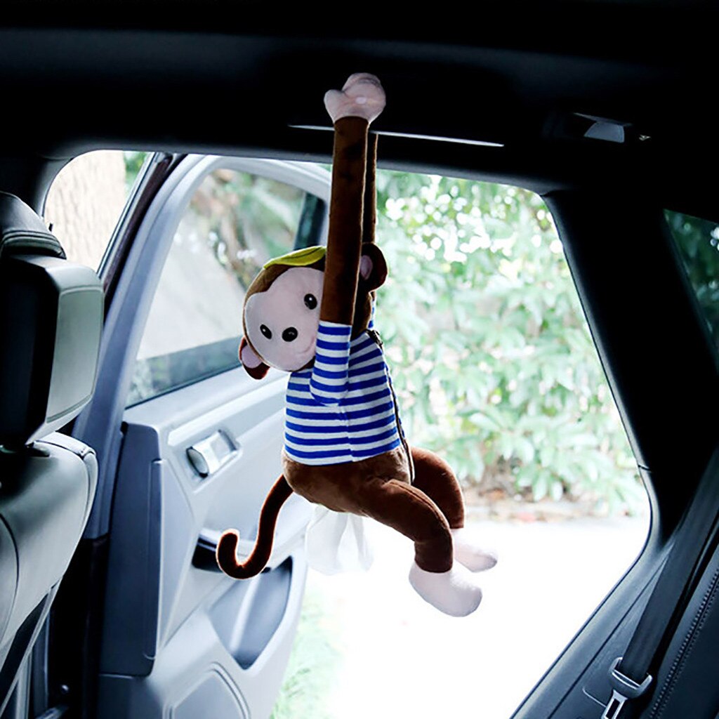 Car Tissue Box Down Cotton Car Tissue Box Monkey Cute Cartoon Animals Paper Napkin Case Wall Hanging Napkin Not Easy To Deform