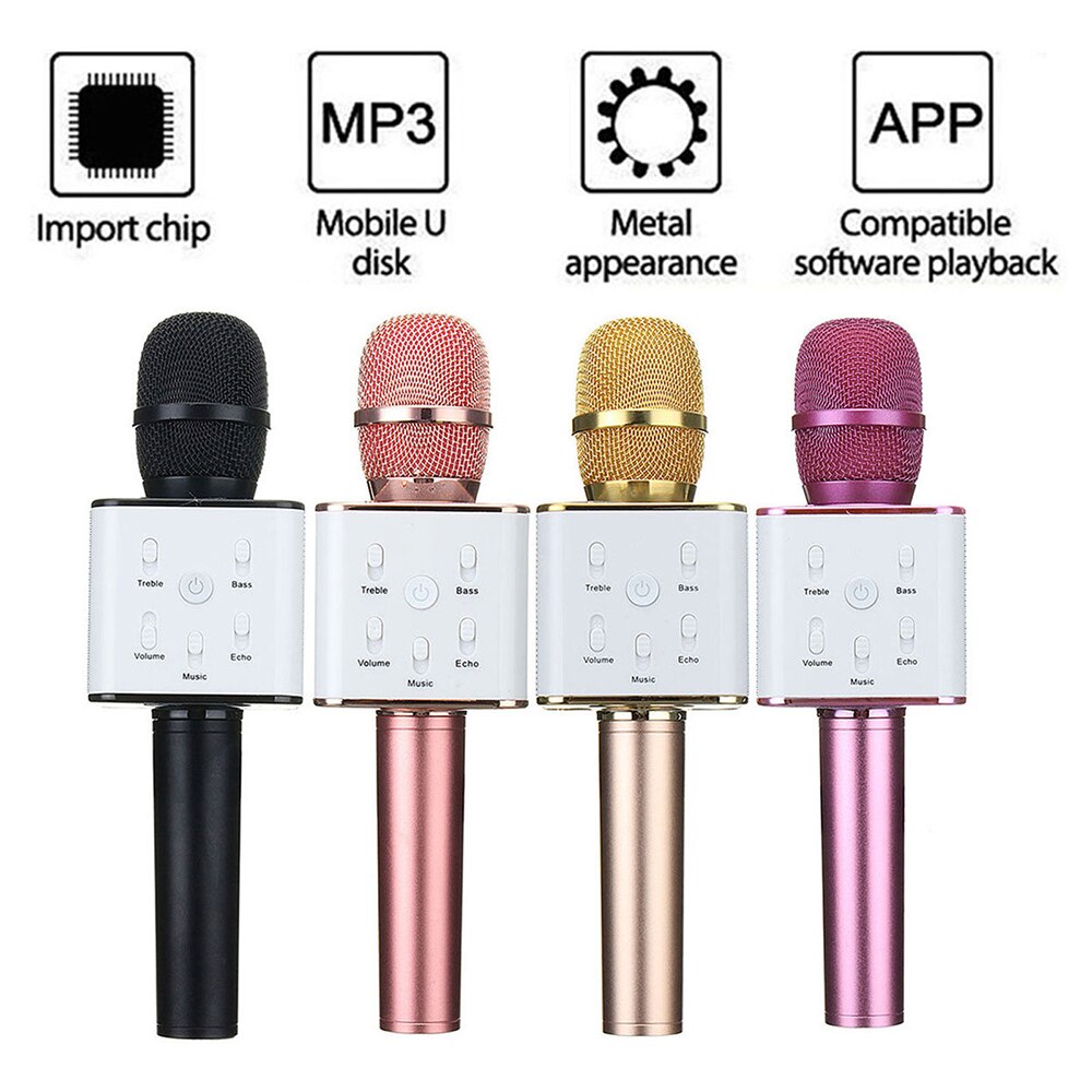 Karaoke Q7 Wireless Bluetooth Microphone Speaker Handheld MIC USB Player KTV