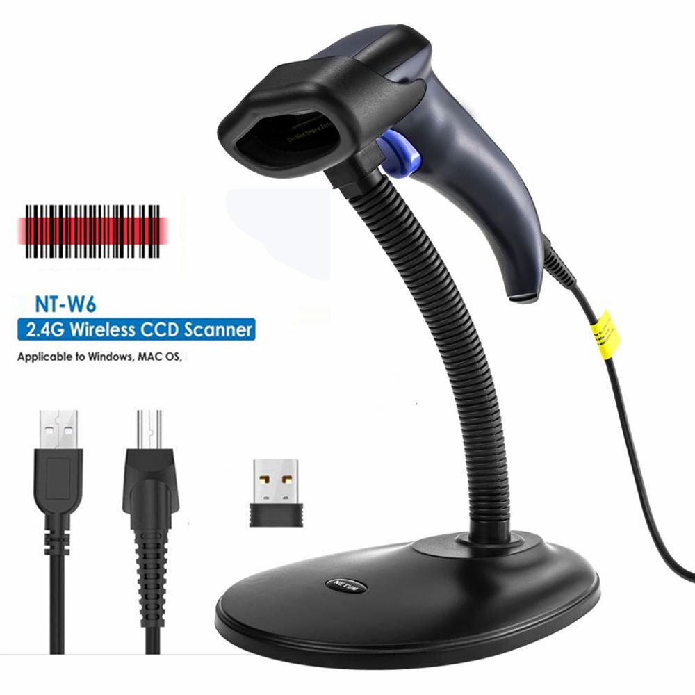 NETUM W6 Wireless 1D Barcode Scanner Bar Code Reader for Inventory POS Terminal: W6 and Stand
