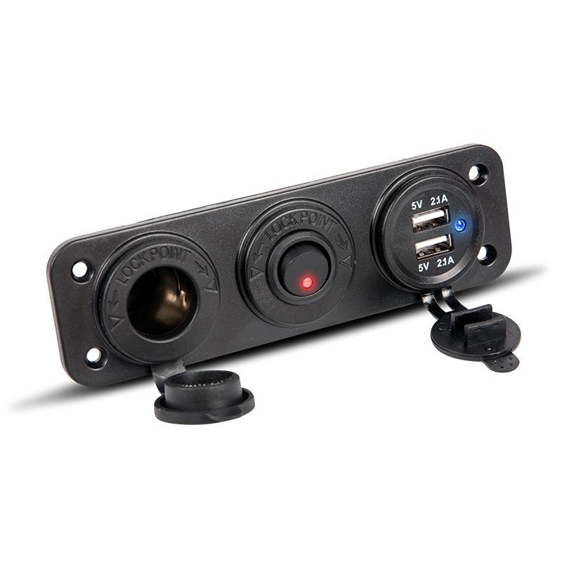 5V 2.1A + 2.1A Dubbele Usb Autolader 12V 24V Led Display Digitale Voltmeter Sigarettenaansteker Power outlet Schakelaar Paneel