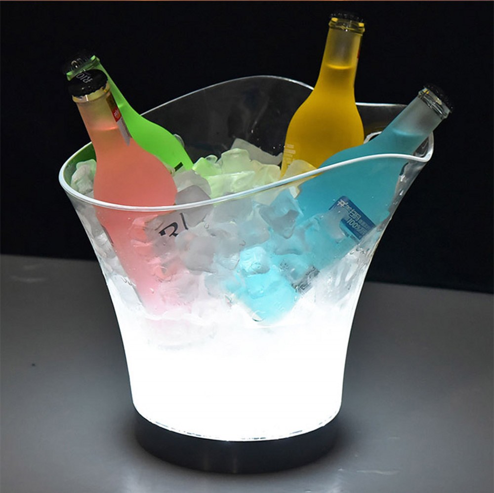 LED Rechargeable Ice Bucket 5.5L Wine Whisky Ice Cooler Colors Changing Champagne Wine Buckets For Party Home Bar Nightclub