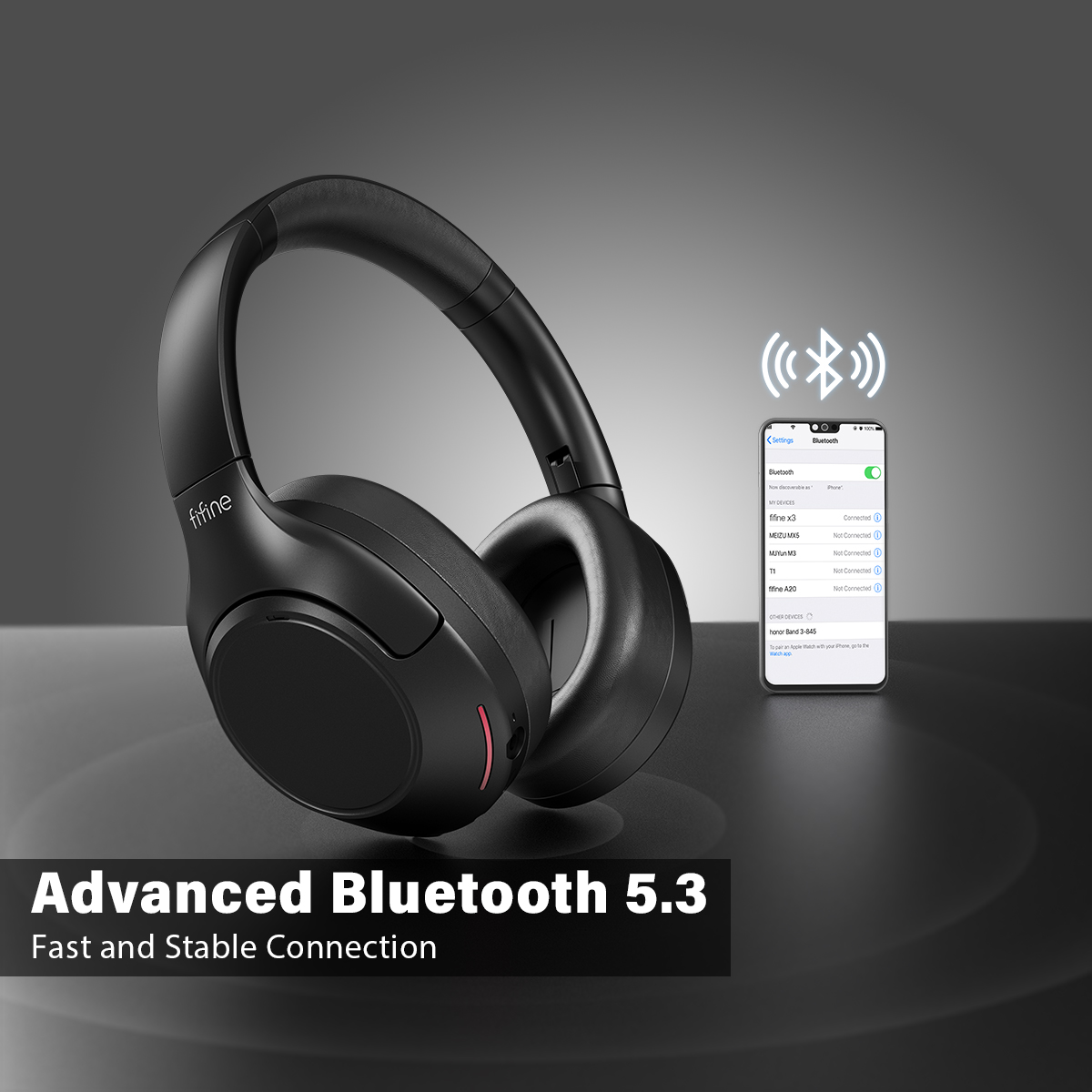 FIFINE Bluetooth wireless headset,Noise Canceling Headphones withe Transparency Mode,Deep Bass,Clear Calls,80H Playtime -X3