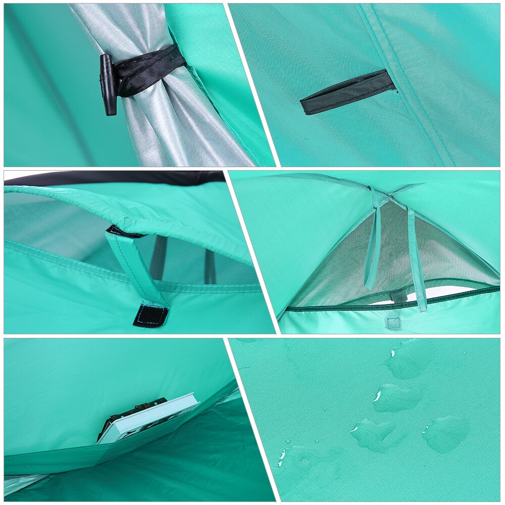 Lixada automatische pop-up strandtent, kampeerdouche, toilettent, zonnescherm, cabana voor 2-3 personen, upf 50+  uv-bescherming, strandschaduw