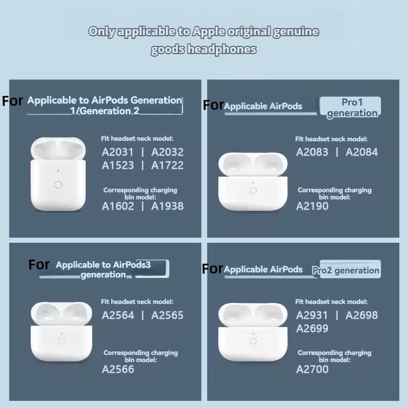 Étui de charge sans fil pour Airpod, boîtier de charge de remplacement, compatible avec AirPods 1 et 2, Airamen 3, étui de chargeur, appairage, bouton de division