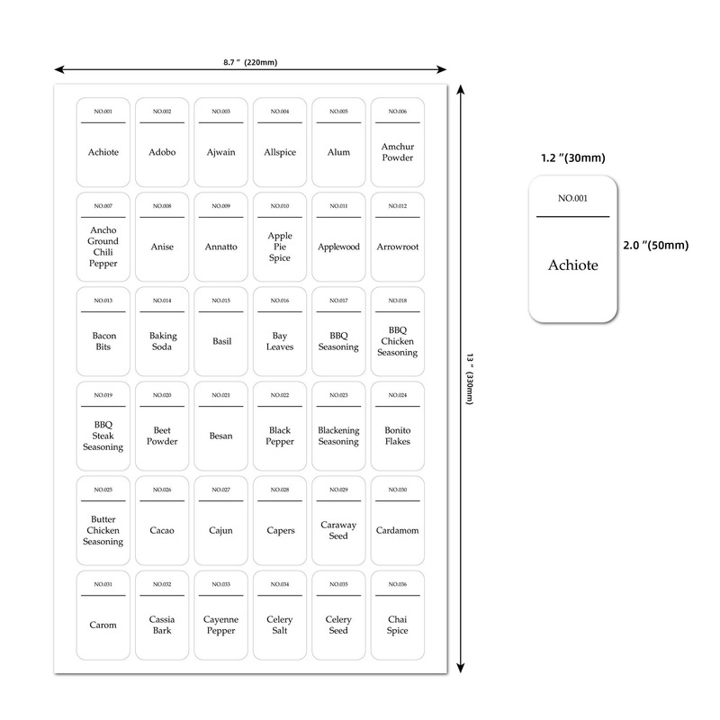 216Pcs Spice Jar Labels White Sticker Water And Oil Proof Self Adhesive Labels Kitchen Storage Bottles Jars Stickers