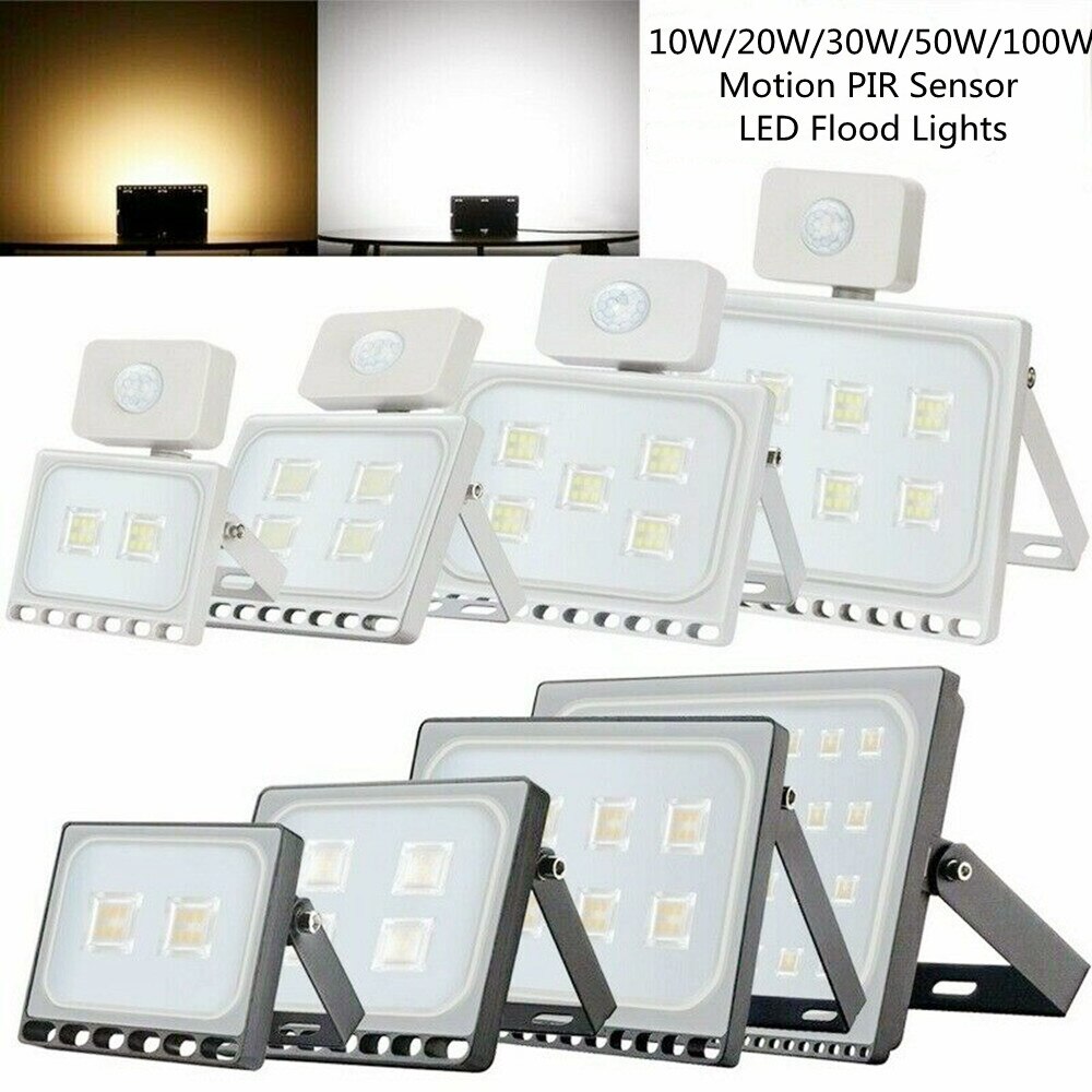 10W 20W 30W 50W 100W LED Floodlight 220V Motion PIR Sensor Security Flood Lamp Outdoor Garden Street Lighting