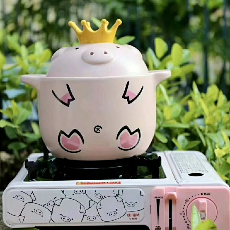 Poignée de Casserole en céramique, cochon rose, résistant aux hautes températures, ustensiles de cuisine, Pot en céramique pour la cuisson du Mini lait