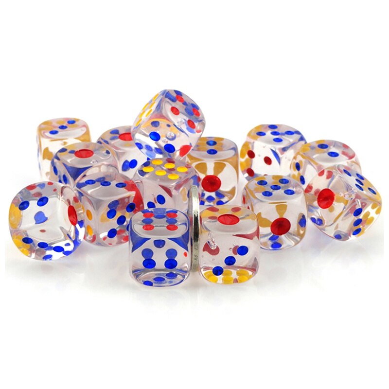 Ensemble de dés de jeu à 6 faces, dés transparents en acrylique de 16MM, pour DND,MTG,RPG,Tenzi,Yahtzee, jeux de société, enseignement des maths, Top 50 pièces