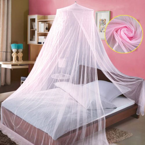 Mosquitera redonda de encaje para cama, cortina de red, cúpula de poliéster, muebles para el hogar,: Rosa