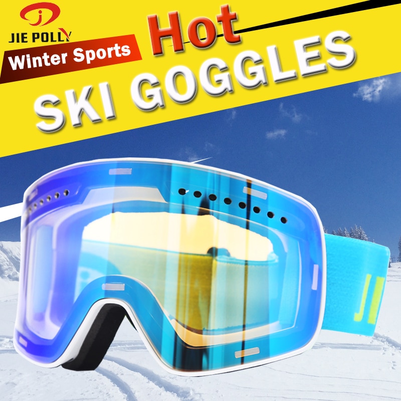 Skibril dubbele lagen Lens Winter Sneeuw Sport Snowboard Goggles Anti-fog UV Bescherming Volwassen Skiën Masker Magneet